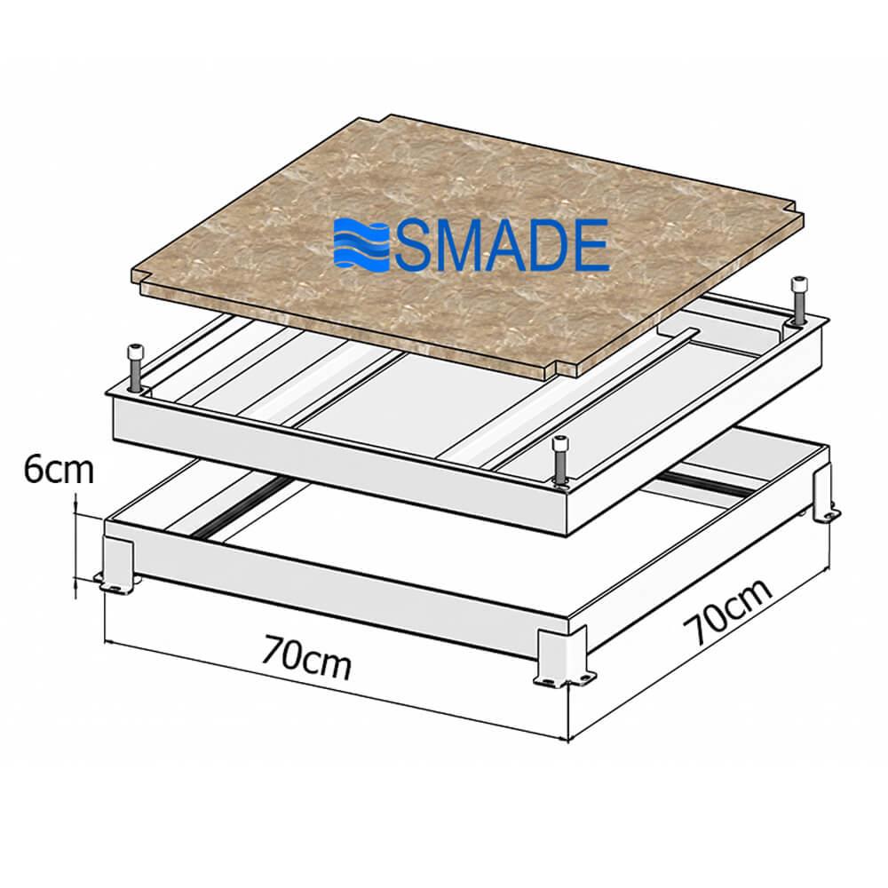 Nắp bể nước ngầm KT 70x70, Gioăng cao su kép chống nước, chịu tải cao - SMC08-700