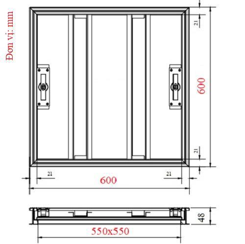 Nắp bể nước ngầm inox 304 kích thước 60x60 model S1-60