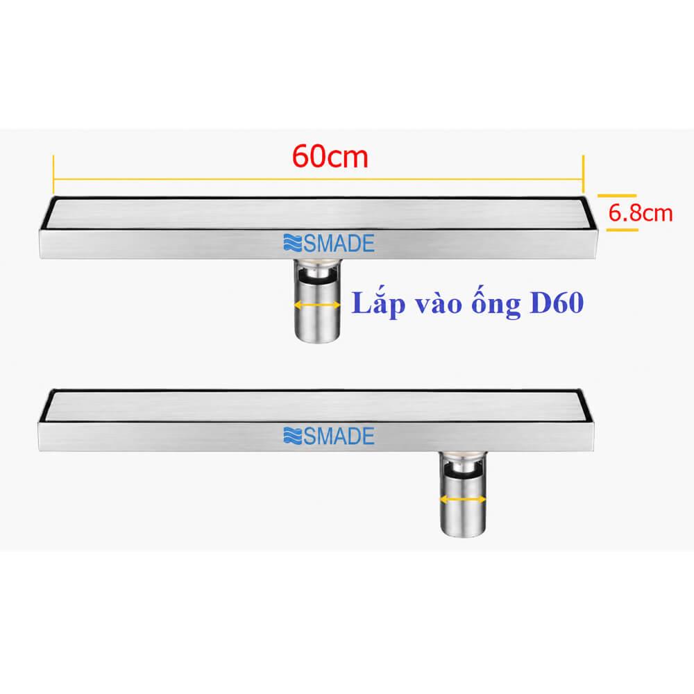 Ga thoát sàn dài 60cm chiều rộng 6,8cm lắp ống D60