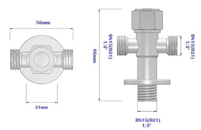 Van góc 2 ngả AT-02 DN15